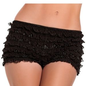 Black Stretch Ruffle Boyshorts / Booty Shorts